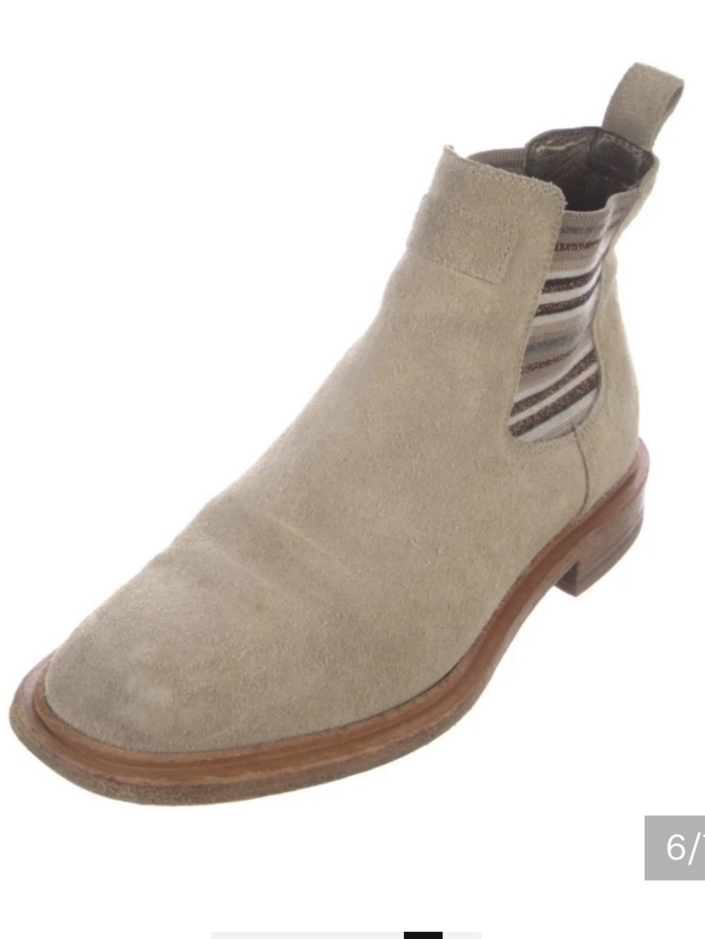 Brunello Cucinelli Sand Suede Chelsea Boot with Striped Elastic